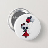 Kleines Fräulein Death Valentine Girl Button (Vorne & Hinten)