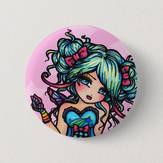 Kleines Fräulein Deelish Fairy Unicorn Button (Vorderseite)