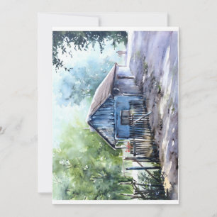 Kleines Gartenhaus in Aquarell Feiertagskarte