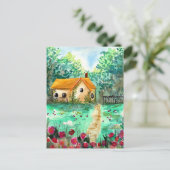 Kleines Gartenhaus Wasserfarbe Postkarte (Stehend Vorderseite)