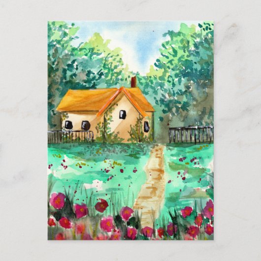 Kleines Gartenhaus Wasserfarbe Postkarte (Vorderseite)