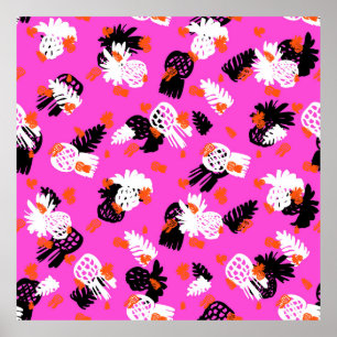 Kleines Gaumenmuster mit tropischen Motiven, Handt Poster