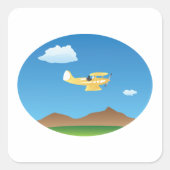 Kleines Gelbes Flugzeug Quadratischer Aufkleber (Vorderseite)