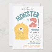 Kleines Gelbes Monster 2. Geburtstag Einladung (Vorderseite)