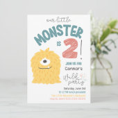 Kleines Gelbes Monster 2. Geburtstag Einladung (Stehend Vorderseite)