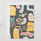 Kleines Gelbes Monster 3. Geburtstag Einladung (Rückseite)