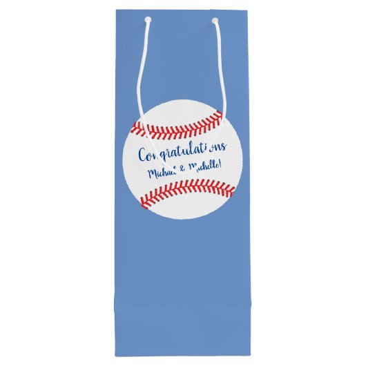 Kleines Gepäck Baseball Baby Dusche Mittleres Gesc Geschenktüte Für Weinflaschen (Rückseite)
