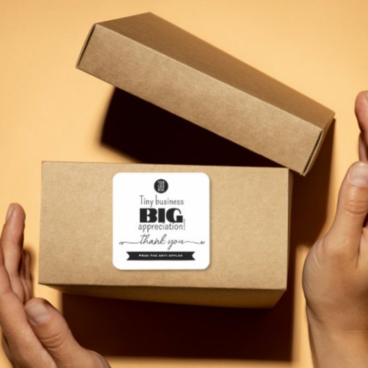 Kleines Geschäft Großer Dank Verpackungslogo Quadratischer Aufkleber
