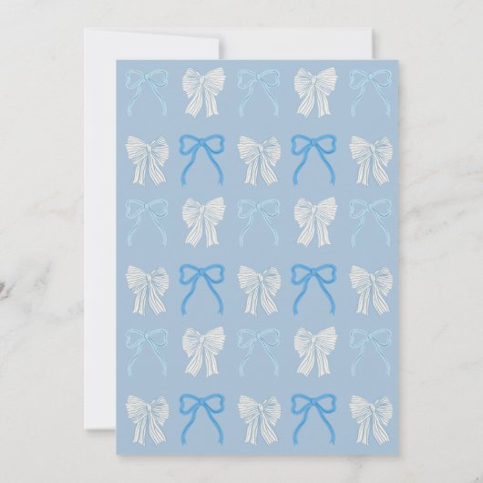 Kleines Geschenk Blue Bow/Ribbon Boy Baby Dusche Einladung (Rückseite)