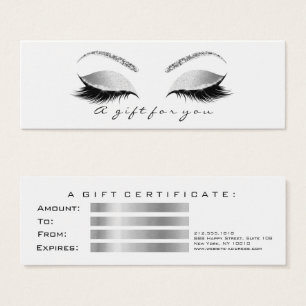 Kleines Geschenkzertifikat Grau weiße Lashes Makeu