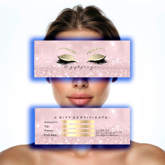 Kleines Geschenkzertifikat Rosa Glitzer Lash Makeu