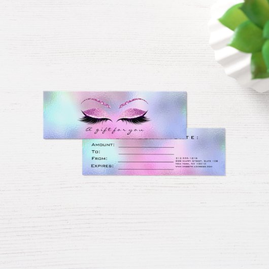 Kleines Geschenkzertifikat Silberner Glitzer Lashe (Schreibtisch)