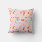 Kleines Girl Pink Einhorn Muster mit Vorname Kissen (Vorderseite)
