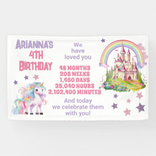 Kleines Girl's 4. Geburtstag Burg Unicorn Banner