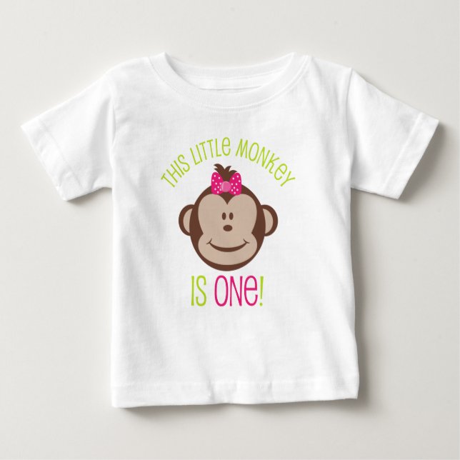 Kleines Girl's Mod Monkey 1. Geburtstag Shirt (Vorderseite)