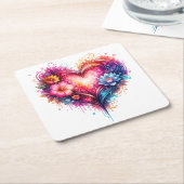 Kleines Glas Schütze Liebe Design Rechteckiger Pappuntersetzer (angewinkelt)