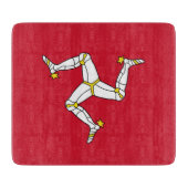 Kleines Glasschneidbrett mit der Flagge von Isle M Schneidebrett (Vorderseite)