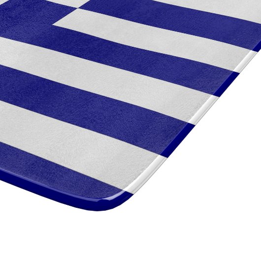 Kleines Glasschneidbrett mit griechischer Flagge Schneidebrett (Ecke)