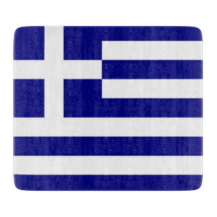 Kleines Glasschneidbrett mit griechischer Flagge Schneidebrett