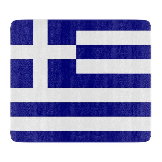 Kleines Glasschneidbrett mit griechischer Flagge Schneidebrett (Vorderseite)