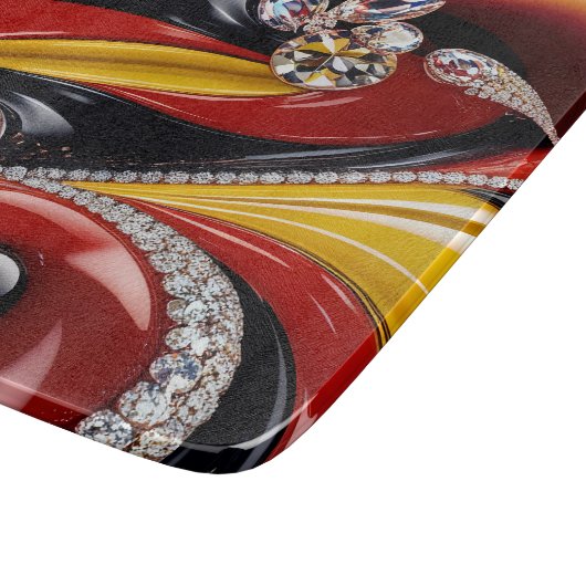 Kleines Glasspanbrett mit belgischen Farben Schneidebrett (Ecke)