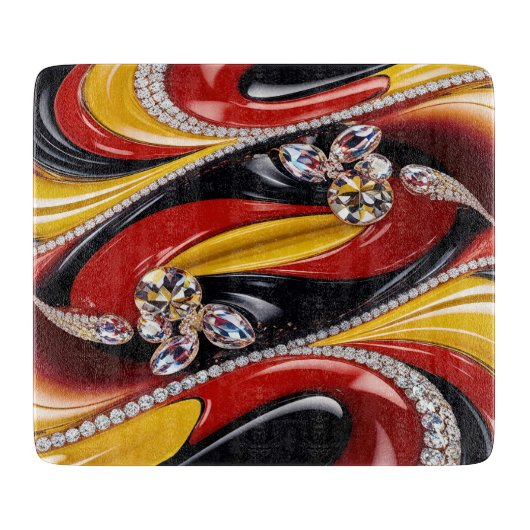 Kleines Glasspanbrett mit belgischen Farben Schneidebrett (Vorderseite)