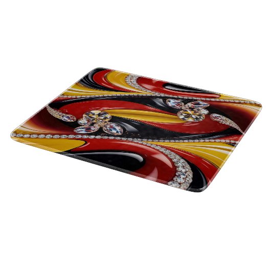 Kleines Glasspanbrett mit belgischen Farben Schneidebrett (Ecke)