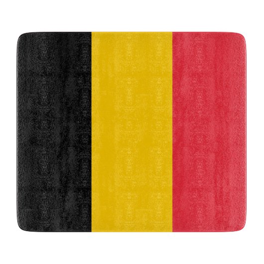 Kleines Glasspanbrett mit belgischer Flagge Schneidebrett (Vorderseite)