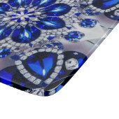 Kleines Glasspanbrett mit blauen, weißen Farben Schneidebrett (Ecke)