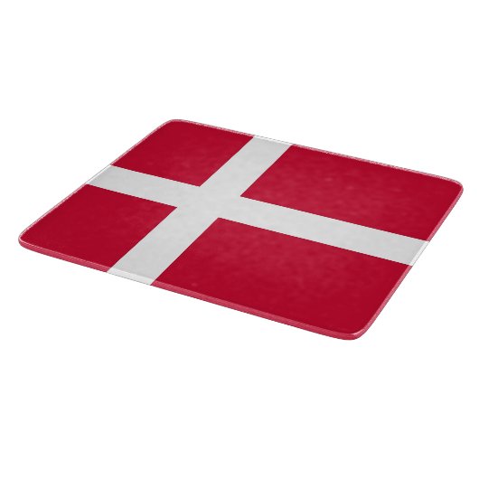 Kleines Glasspanbrett mit dänischer Flagge Schneidebrett (Ecke)