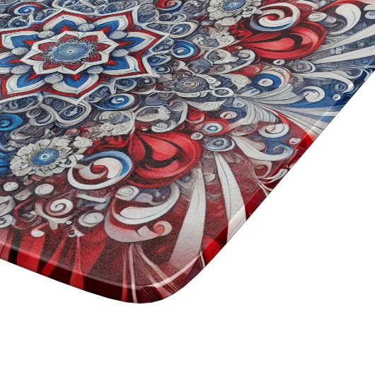 Kleines Glasspanbrett mit französischen Farben Schneidebrett (Ecke)