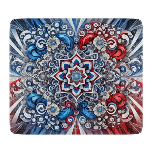 Kleines Glasspanbrett mit französischen Farben Schneidebrett (Vorderseite)