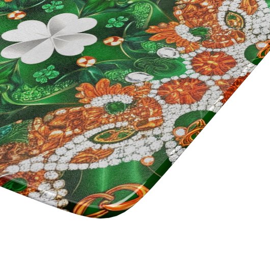 Kleines Glasspanbrett mit irischen Farben Schneidebrett (Ecke)