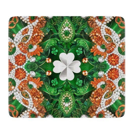 Kleines Glasspanbrett mit irischen Farben Schneidebrett (Vorderseite)