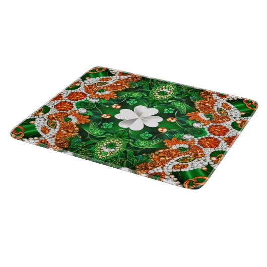 Kleines Glasspanbrett mit irischen Farben Schneidebrett (Ecke)