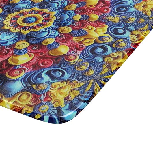 Kleines Glasspanbrett mit rumänischen Farben Schneidebrett (Ecke)