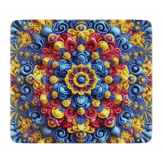 Kleines Glasspanbrett mit rumänischen Farben Schneidebrett (Vorderseite)