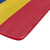 Kleines Glasspanbrett mit rumänischer Flagge Schneidebrett (Ecke)