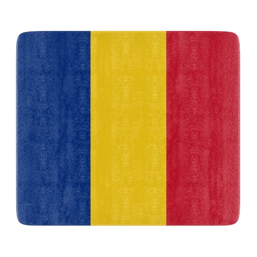Kleines Glasspanbrett mit rumänischer Flagge Schneidebrett (Vorderseite)