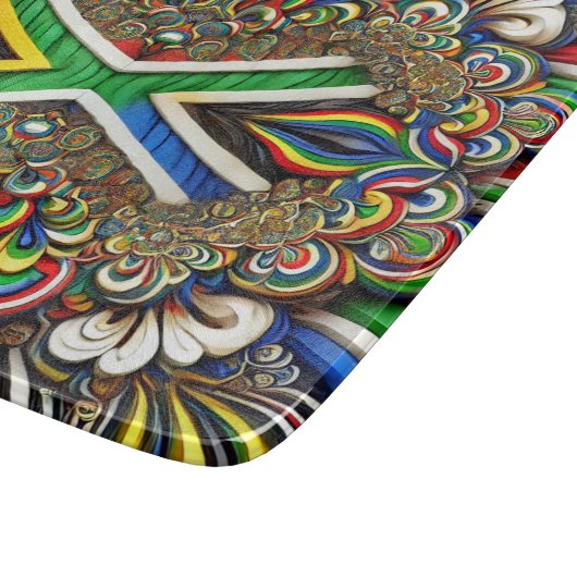 Kleines Glasspanbrett mit Südafrika-Farben Schneidebrett (Ecke)