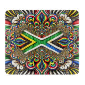 Kleines Glasspanbrett mit Südafrika-Farben Schneidebrett (Vorderseite)