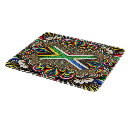 Kleines Glasspanbrett mit Südafrika-Farben Schneidebrett (Ecke)