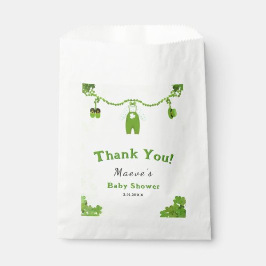 Kleines Glück 1 Kleeblatt Baby Outfit Babydusche Geschenktütchen (Vorderseite)