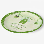 Kleines Glück 1 Kleeblatt Baby Outfit Babydusche Pappteller (Schrägansicht)