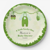 Kleines Glück 1 Kleeblatt Baby Outfit Babydusche Pappteller (Vorderseite)