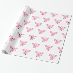Kleines glückliches süßes rosa Schwein Geschenkpapier
