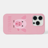 Kleines glückliches süßes rosa Schwein iPhone Hülle (Rückseite (Horizontal))