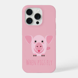 Kleines glückliches süßes rosa Schwein iPhone 15 Pro Hülle