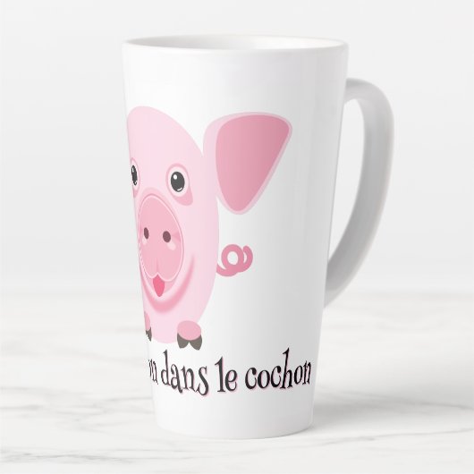 Kleines glückliches süßes rosa Schwein Milchtasse (Rechte Ecke)