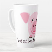 Kleines glückliches süßes rosa Schwein Milchtasse (Linke Ecke)